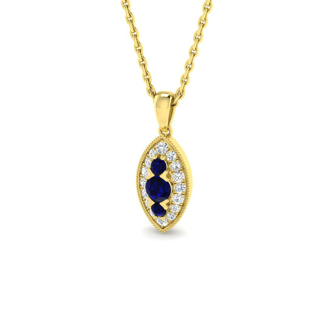 9ct Yellow Gold 0.21ct Blue Sapphire Pendant