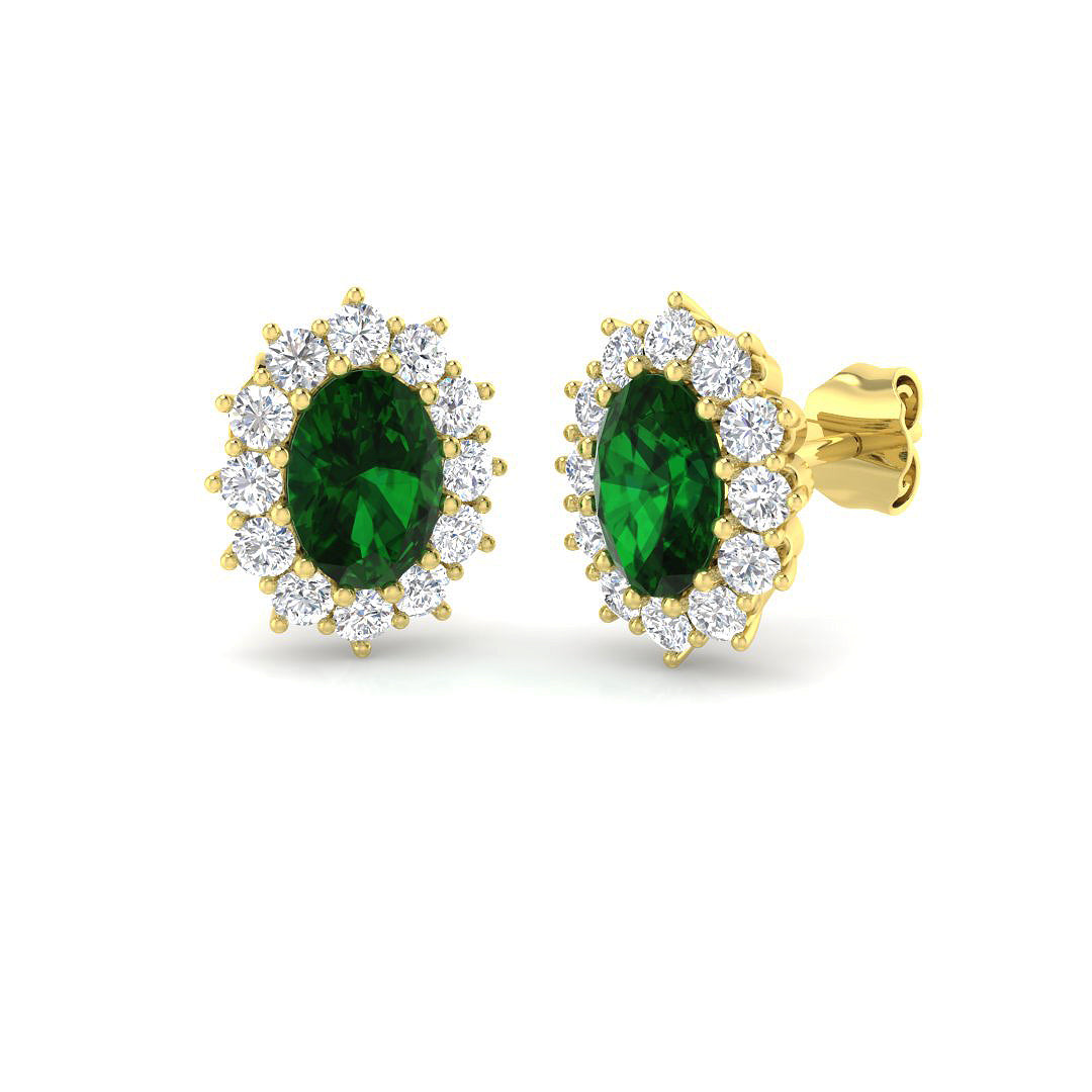 9ct Yellow Gold 2.08ct Emerald Earrings