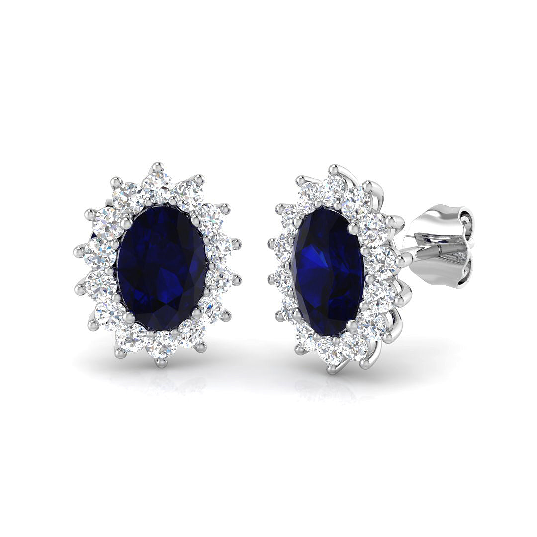 18ct White Gold 2.35ct Blue Sapphire Earrings