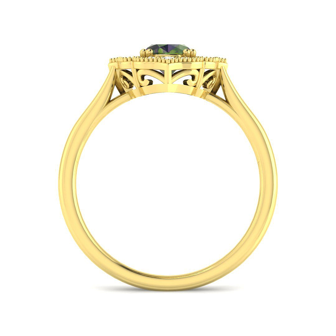 9ct Yellow Gold 1.10ct Teal Sapphire Ring