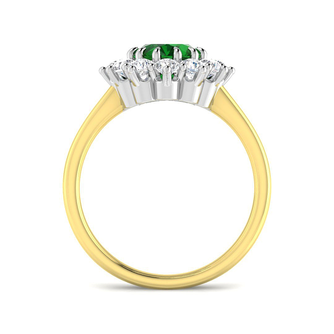 9ct Two-Tone Gold 2.50ct Laboratory Grown Lab Columbian Emerald Ring