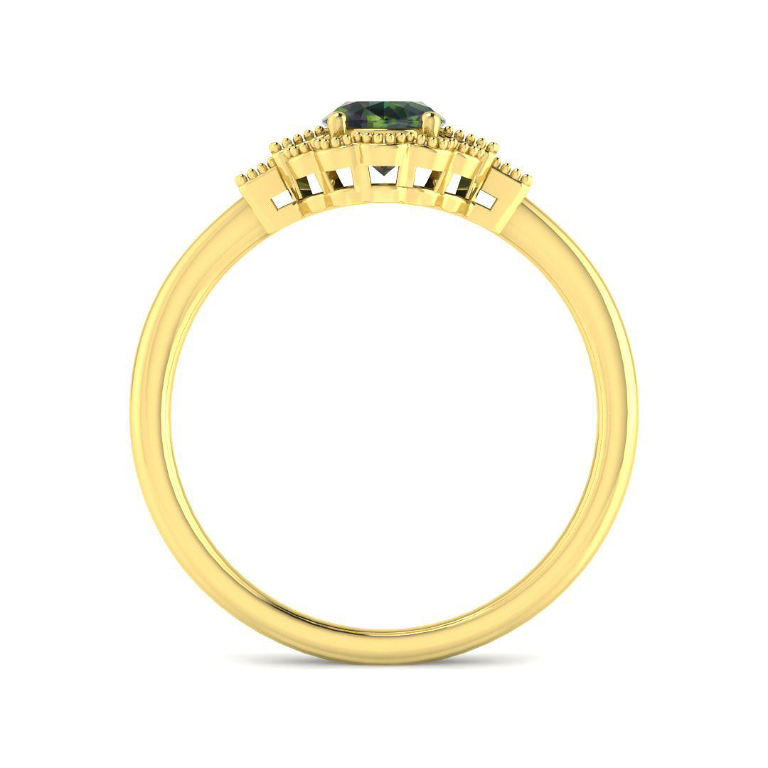 9ct Yellow Gold 1.11ct Teal Sapphire Ring