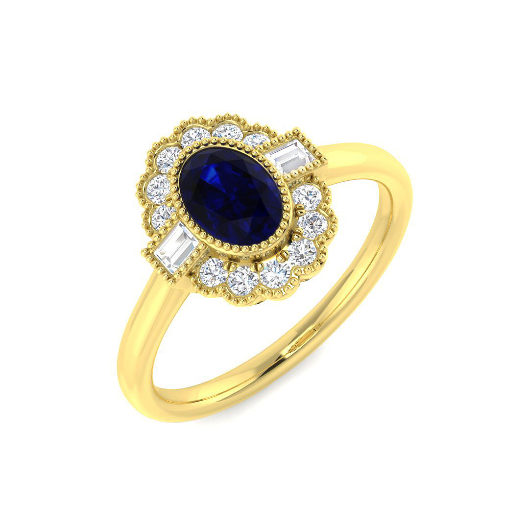 9ct Yellow Gold 1.14ct Blue Sapphire Ring