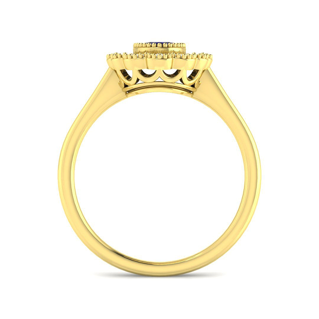 9ct Yellow Gold 1.18ct Blue Sapphire Ring