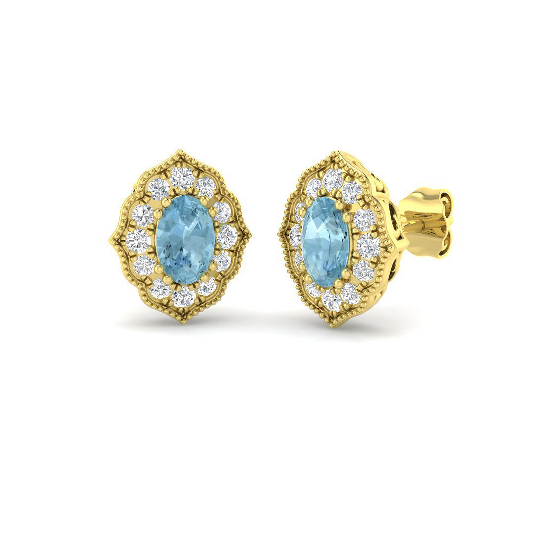 9ct Yellow Gold 1.07ct Aquamarine Earrings