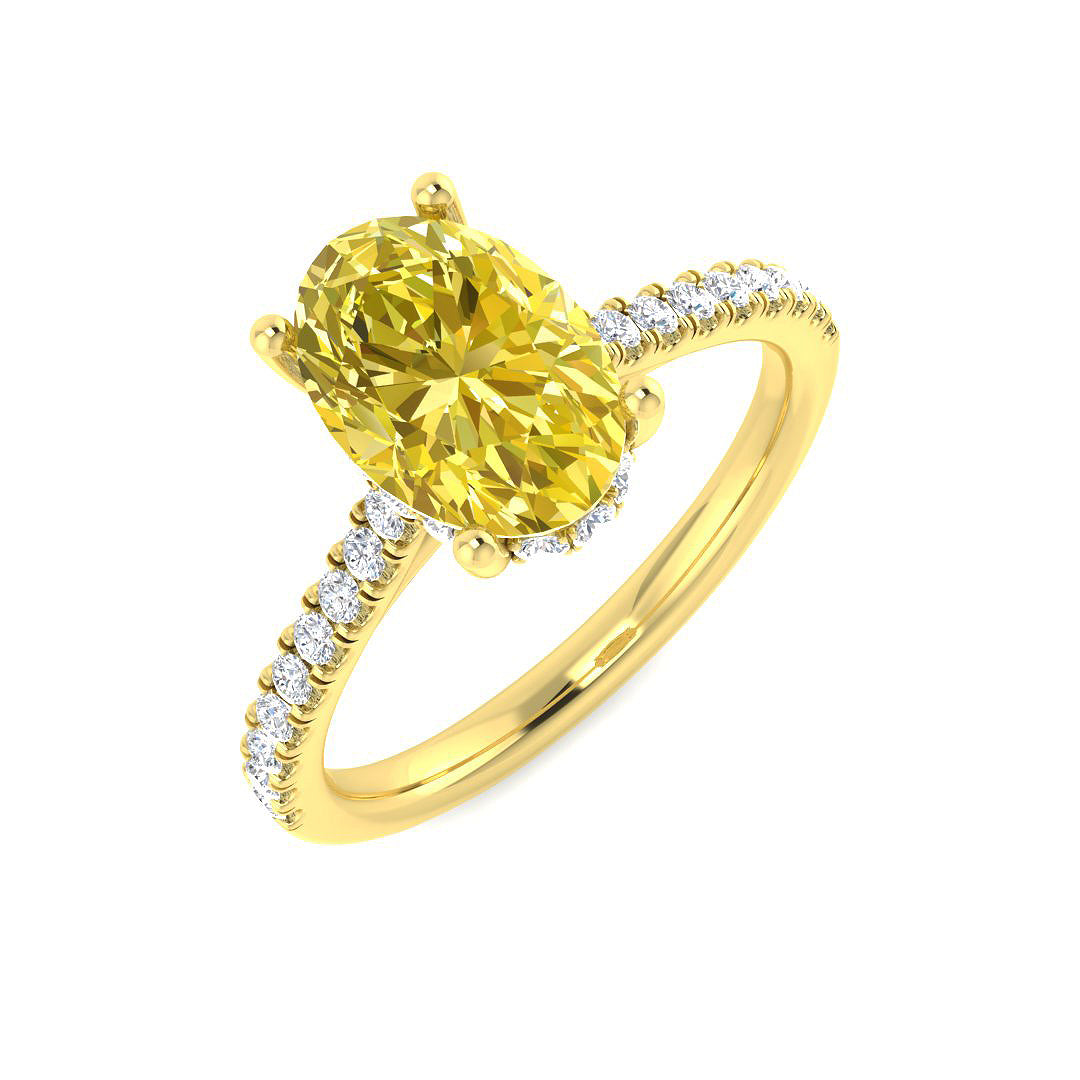 9ct Yellow Gold 2.46ct F VVS2 Laboratory Grown Lab Yellow Diamond Ring