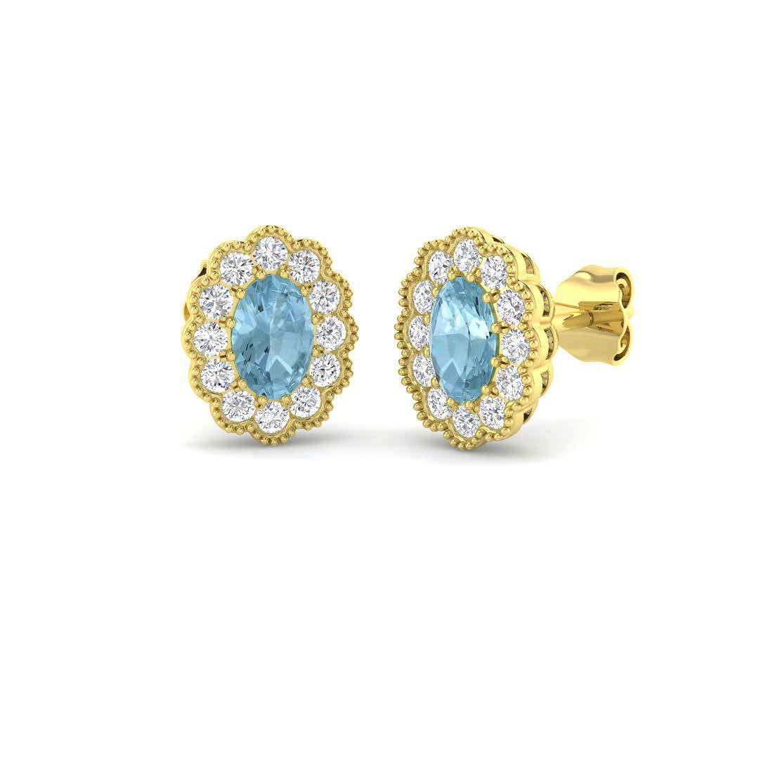 9ct Yellow Gold 1.28ct Aquamarine Earrings