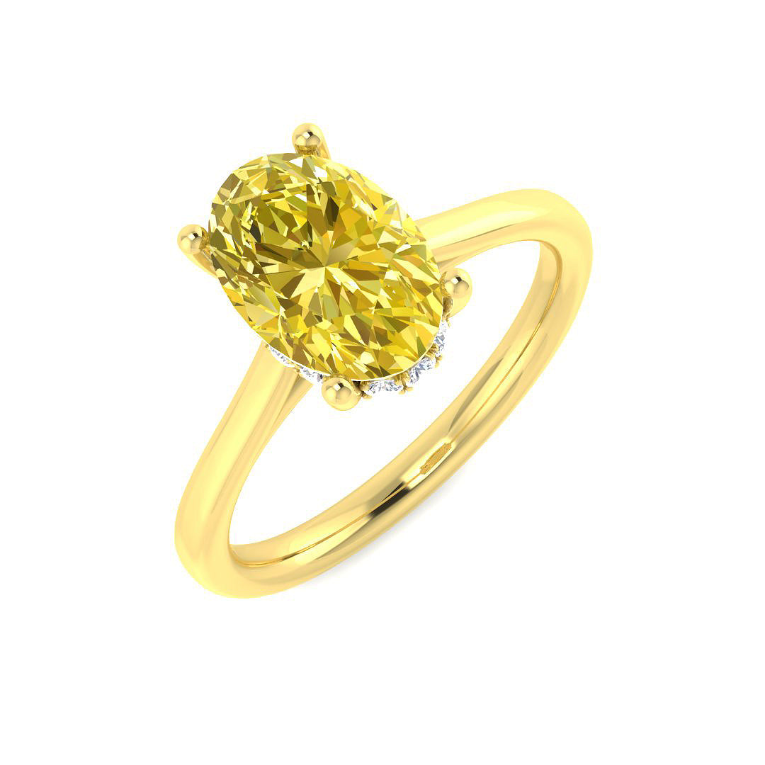 9ct Yellow Gold 2.24ct F VVS2 Laboratory Grown Lab Yellow Diamond Ring