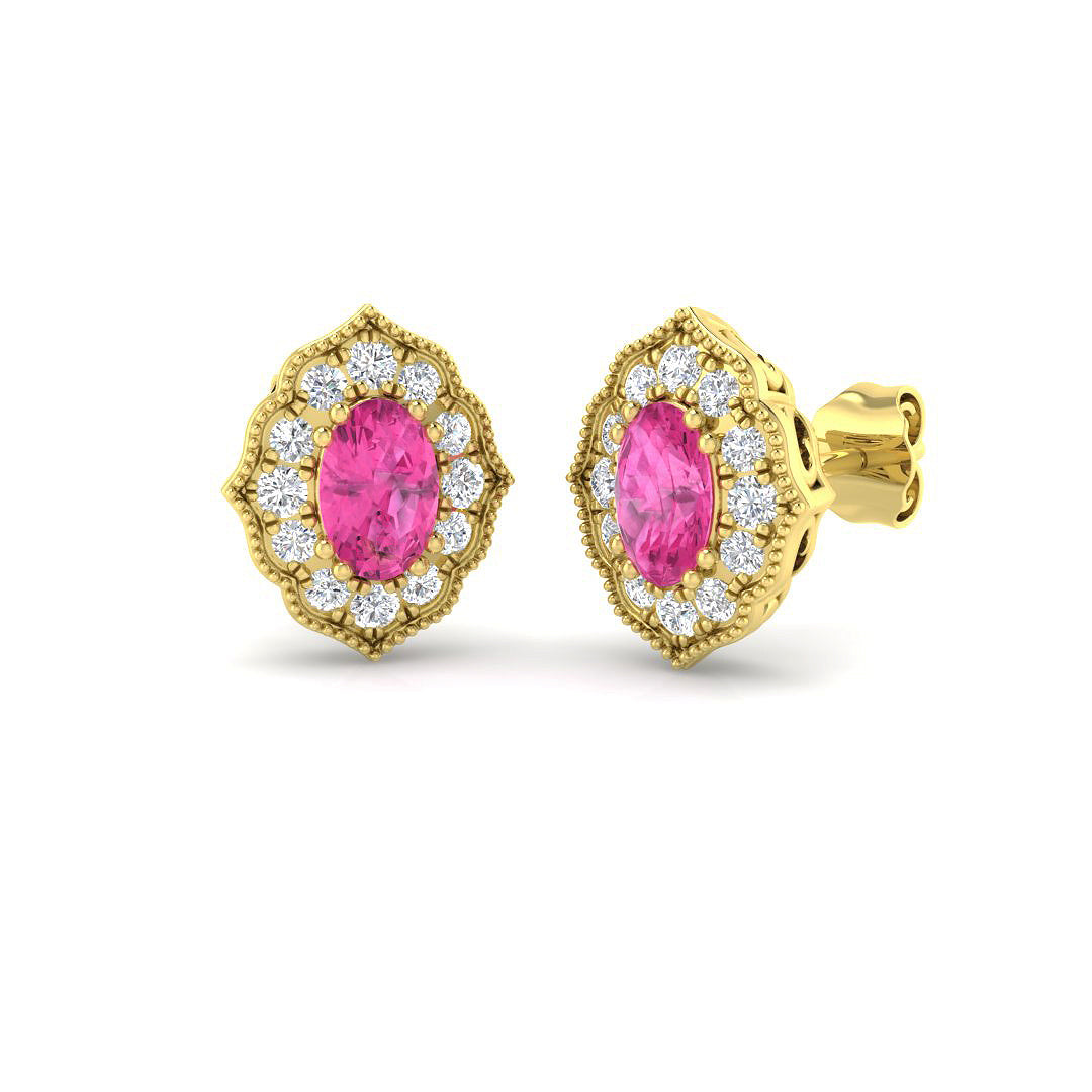 9ct Yellow Gold 1.40ct Pink Sapphire Earrings