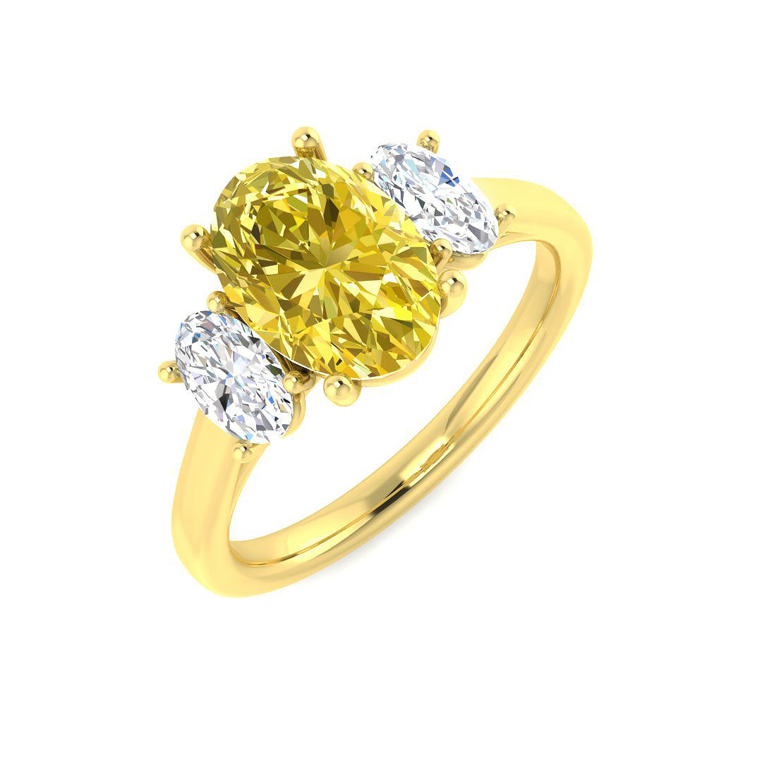 9ct Yellow Gold 2.64ct F VS1 Laboratory Grown Lab Yellow Diamond Ring