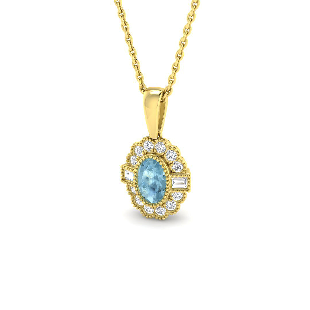 9ct Yellow Gold 0.63ct Aquamarine Pendant