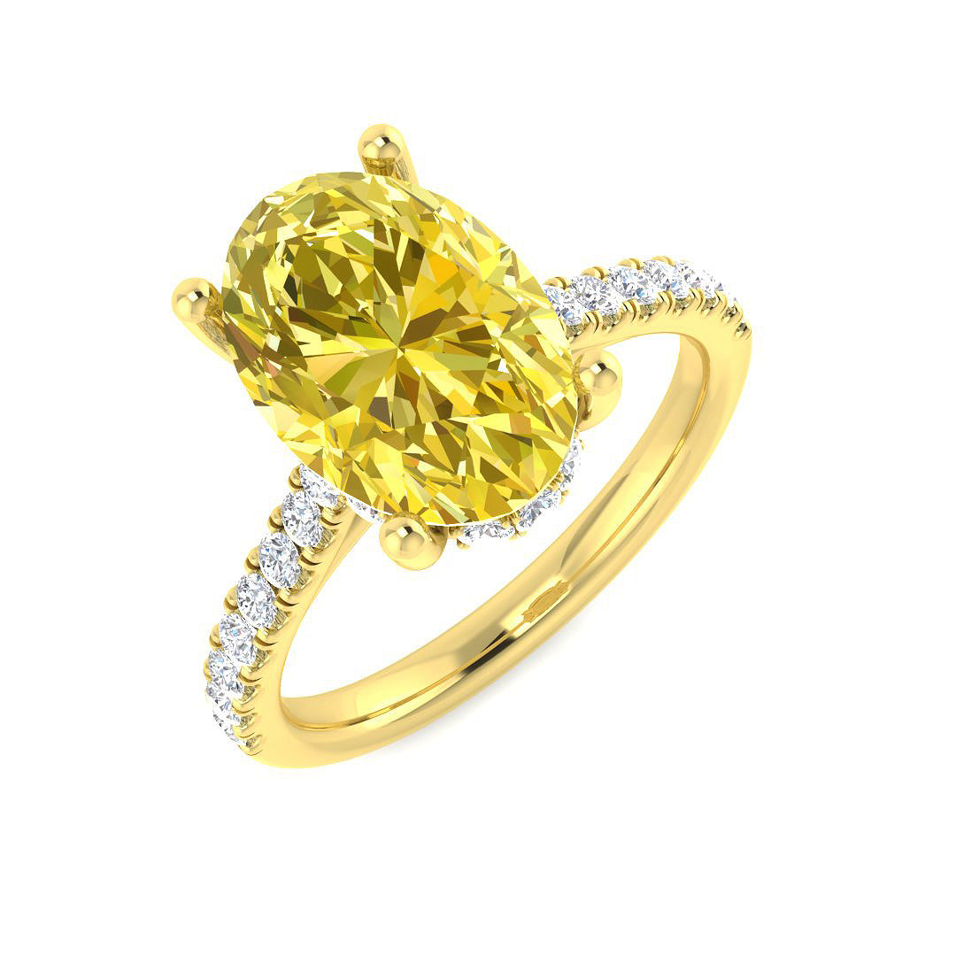 9ct Yellow Gold 4.46ct F VS1 Laboratory Grown Lab Yellow Diamond Ring