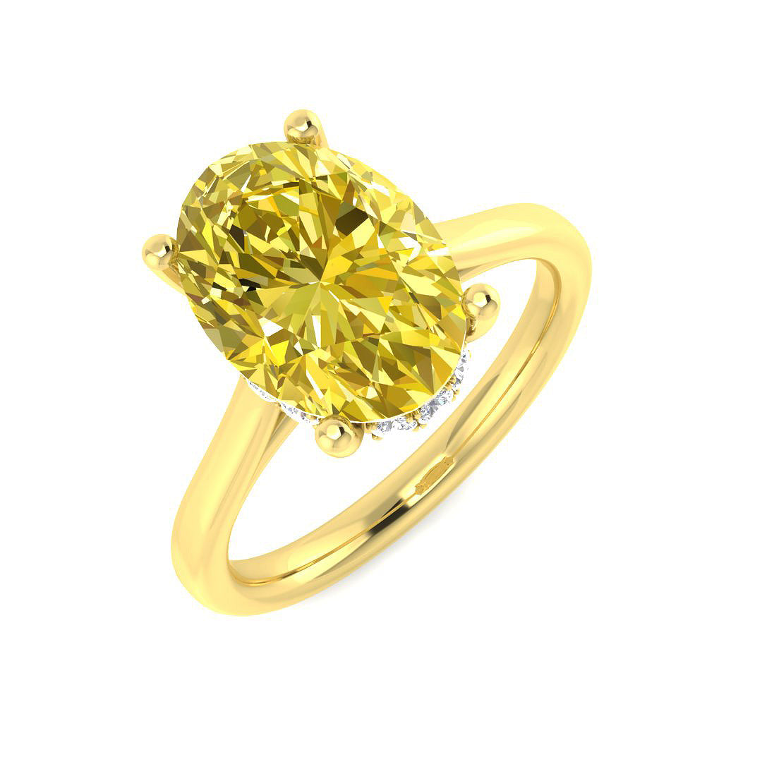 9ct Yellow Gold 4.20ct F VS1 Laboratory Grown Lab Yellow Diamond Ring