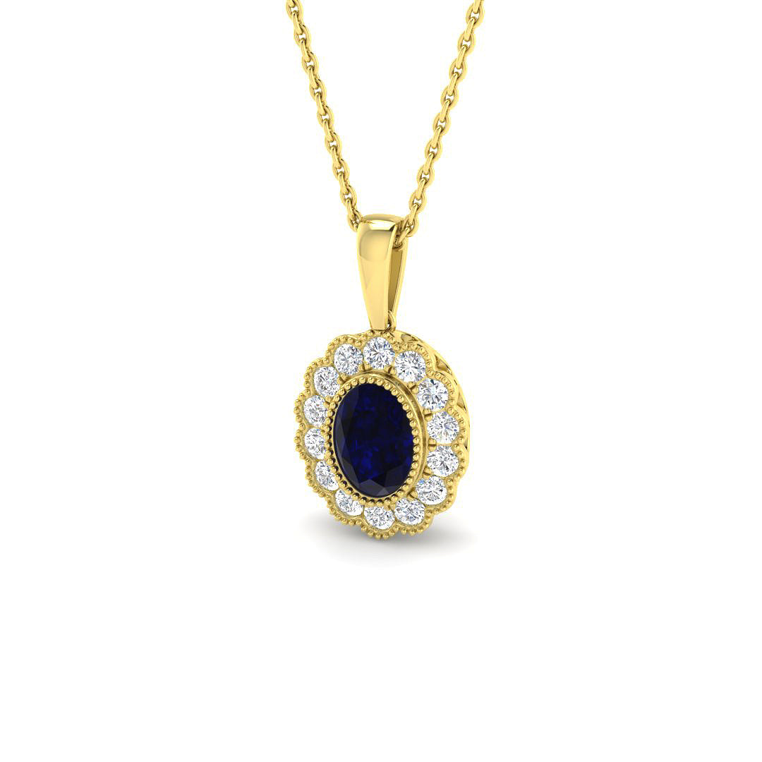 9ct Yellow Gold 1.33ct Multi Sapphire Pendant