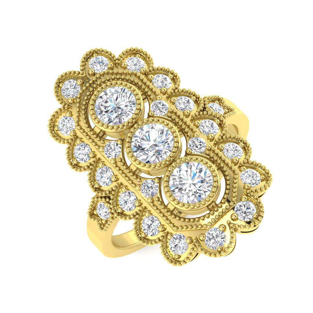 9ct Yellow Gold 1.25ct Laboratory Grown Cvd Old Cut Ring