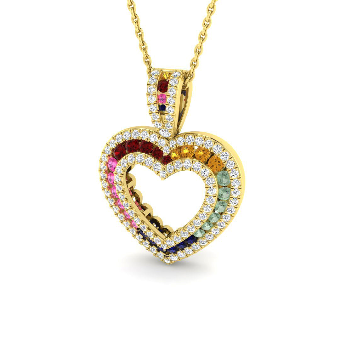 9ct Yellow Gold 1.13ct Multi Sapphire Pendant