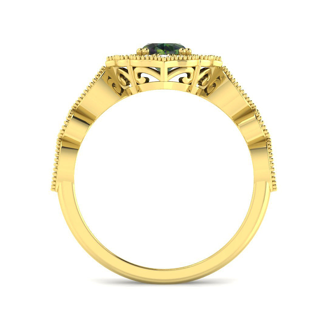 9ct Yellow Gold 1.08ct Teal Sapphire Ring