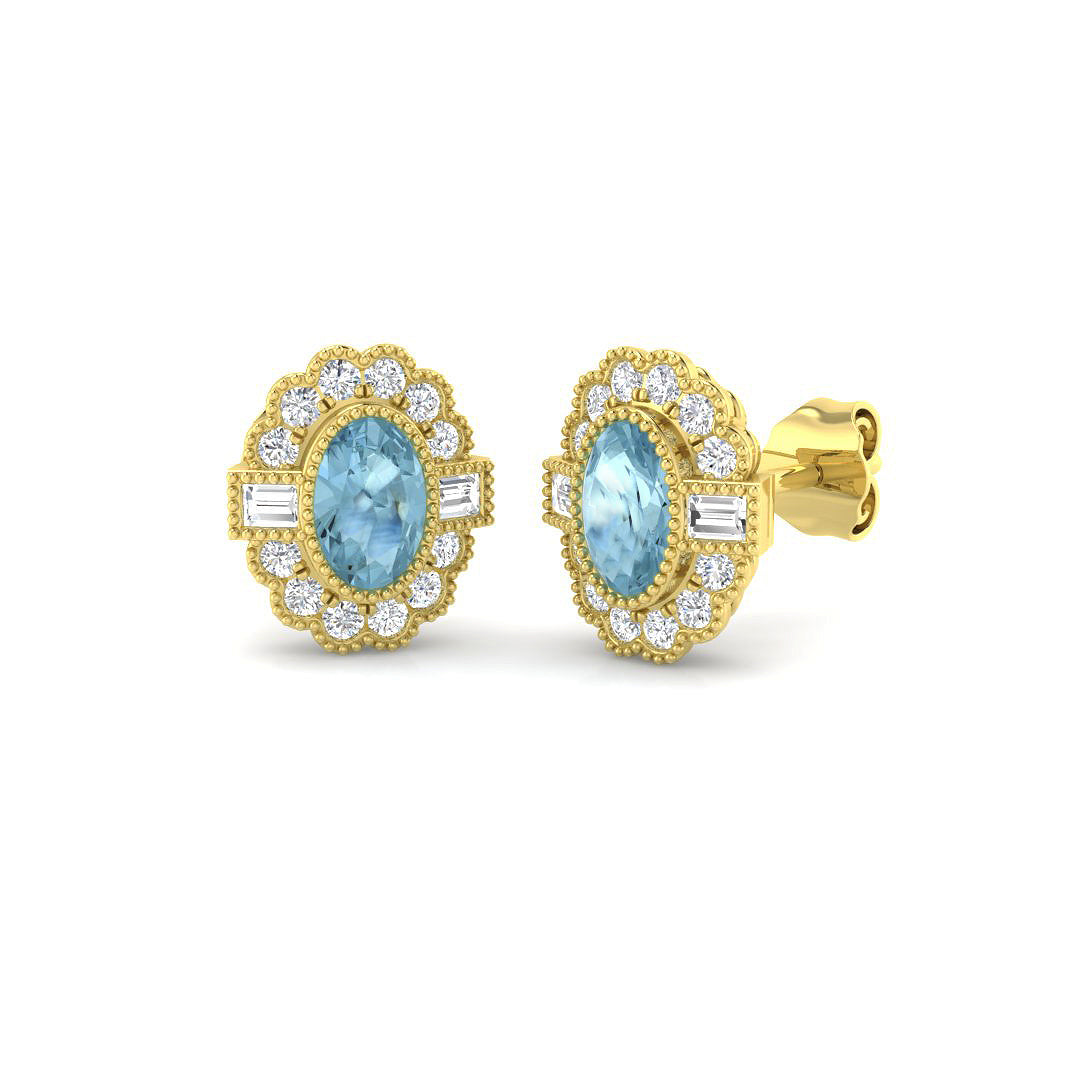 9ct Yellow Gold 1.01ct Aquamarine Earrings