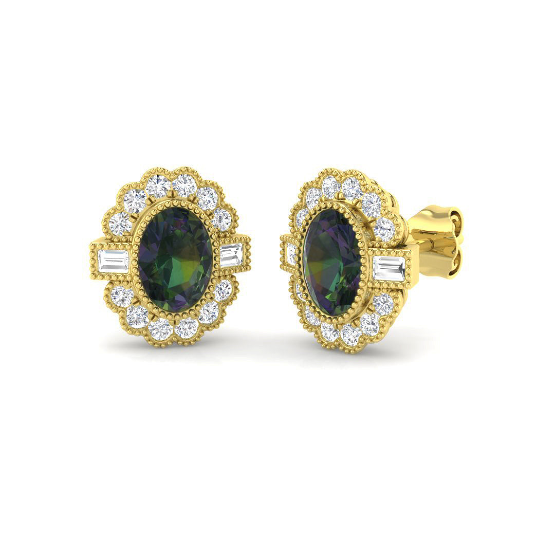 9ct Yellow Gold 2.73ct Teal Sapphire Earrings