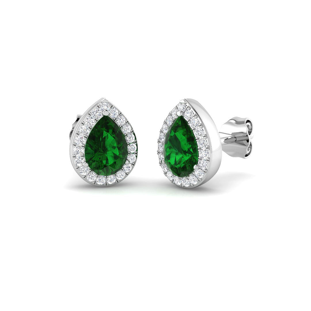 9ct White Gold 1.48ct Emerald Earrings