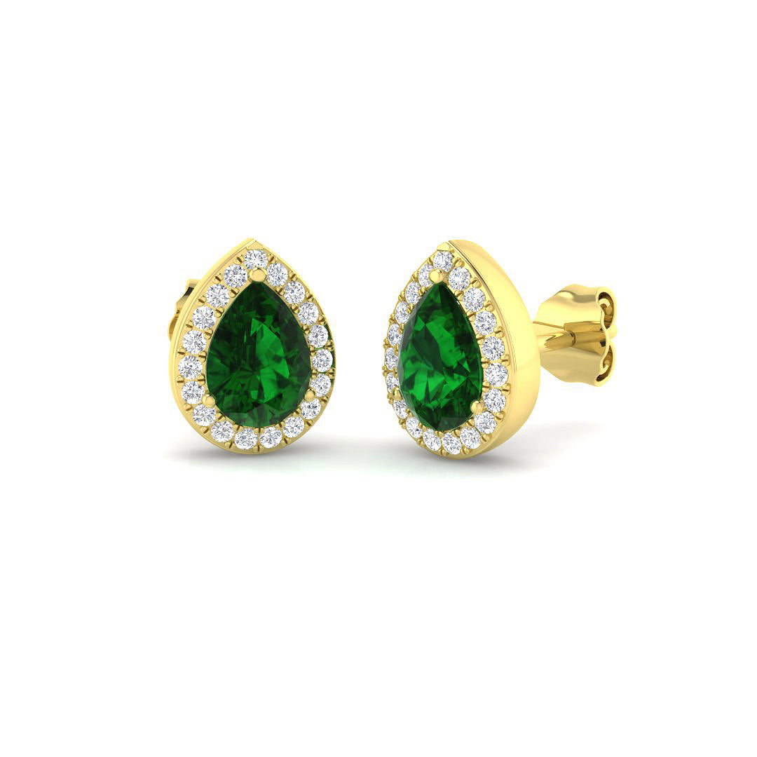 9ct Yellow Gold 1.48ct Emerald Earrings