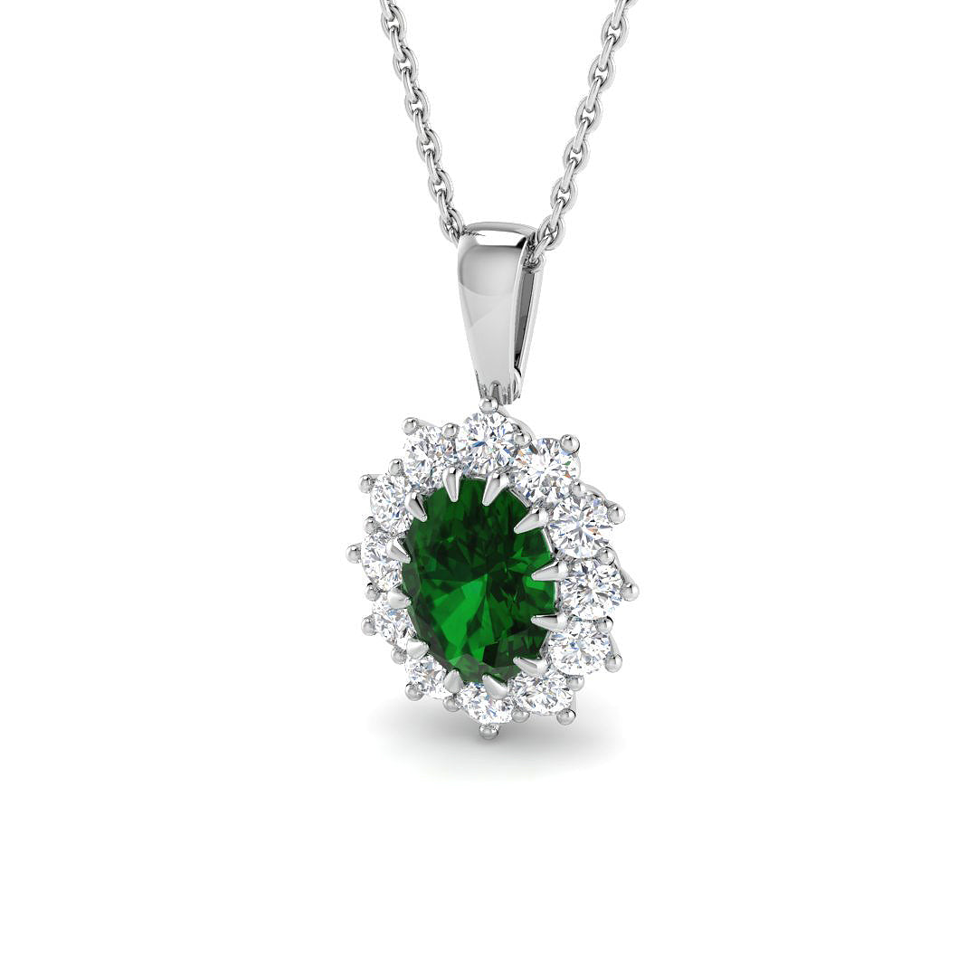 9ct White Gold 1.56ct Emerald Pendant