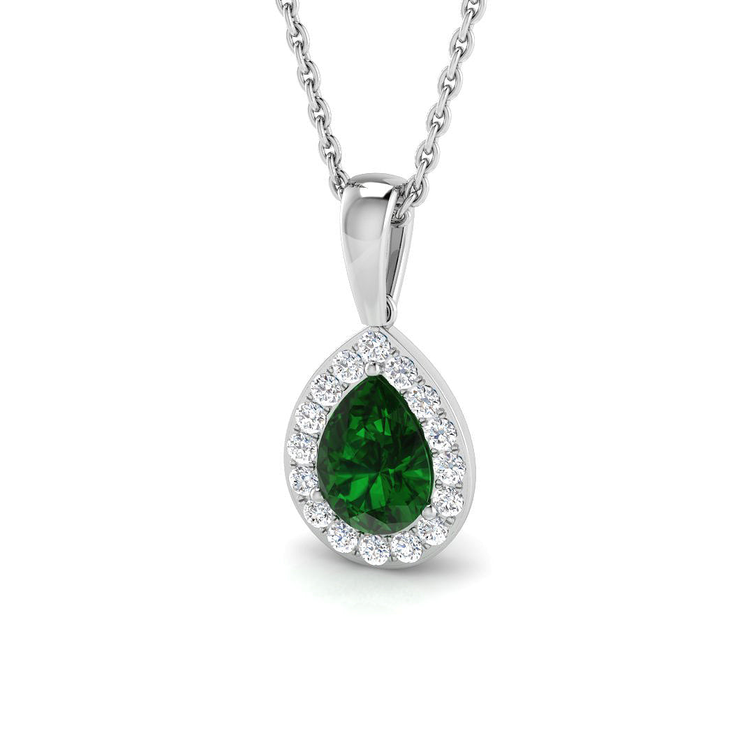 9ct White Gold 0.73ct Emerald Pendant
