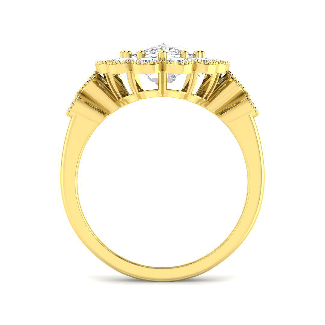9ct Yellow Gold 4.23ct F VS1 Laboratory Grown Cvd Old Cut Ring