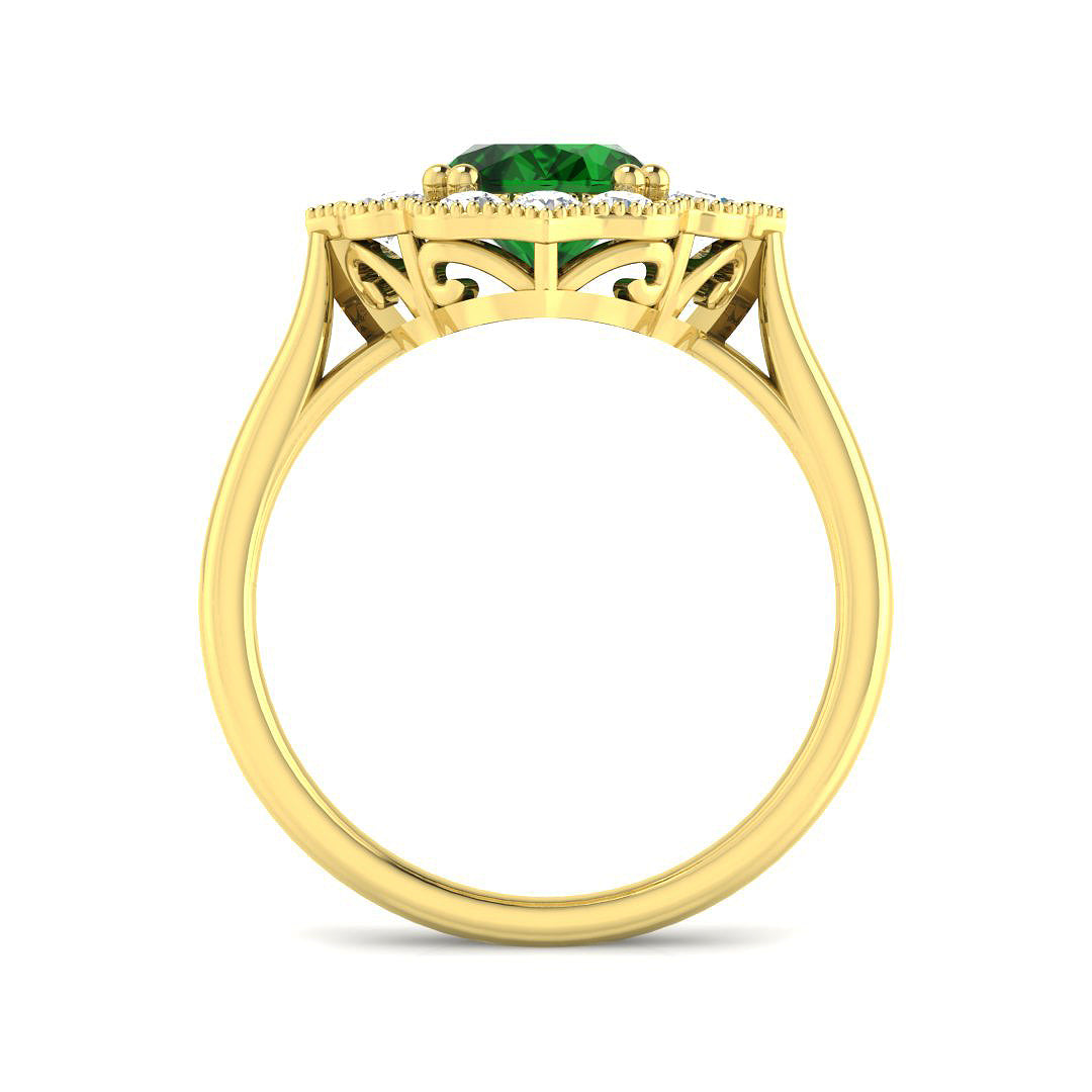 9ct Yellow Gold 2.10ct Laboratory Grown Lab Columbian Emerald Ring