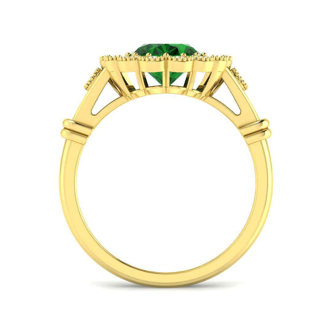 9ct Yellow Gold 2.18ct Laboratory Grown Lab Columbian Emerald Ring