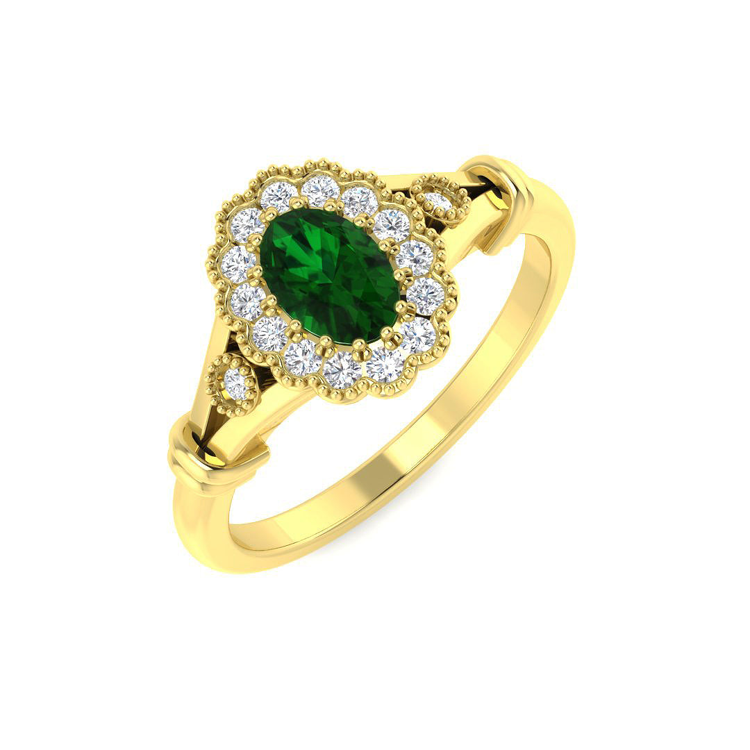 18ct Yellow Gold 0.48ct Emerald Ring