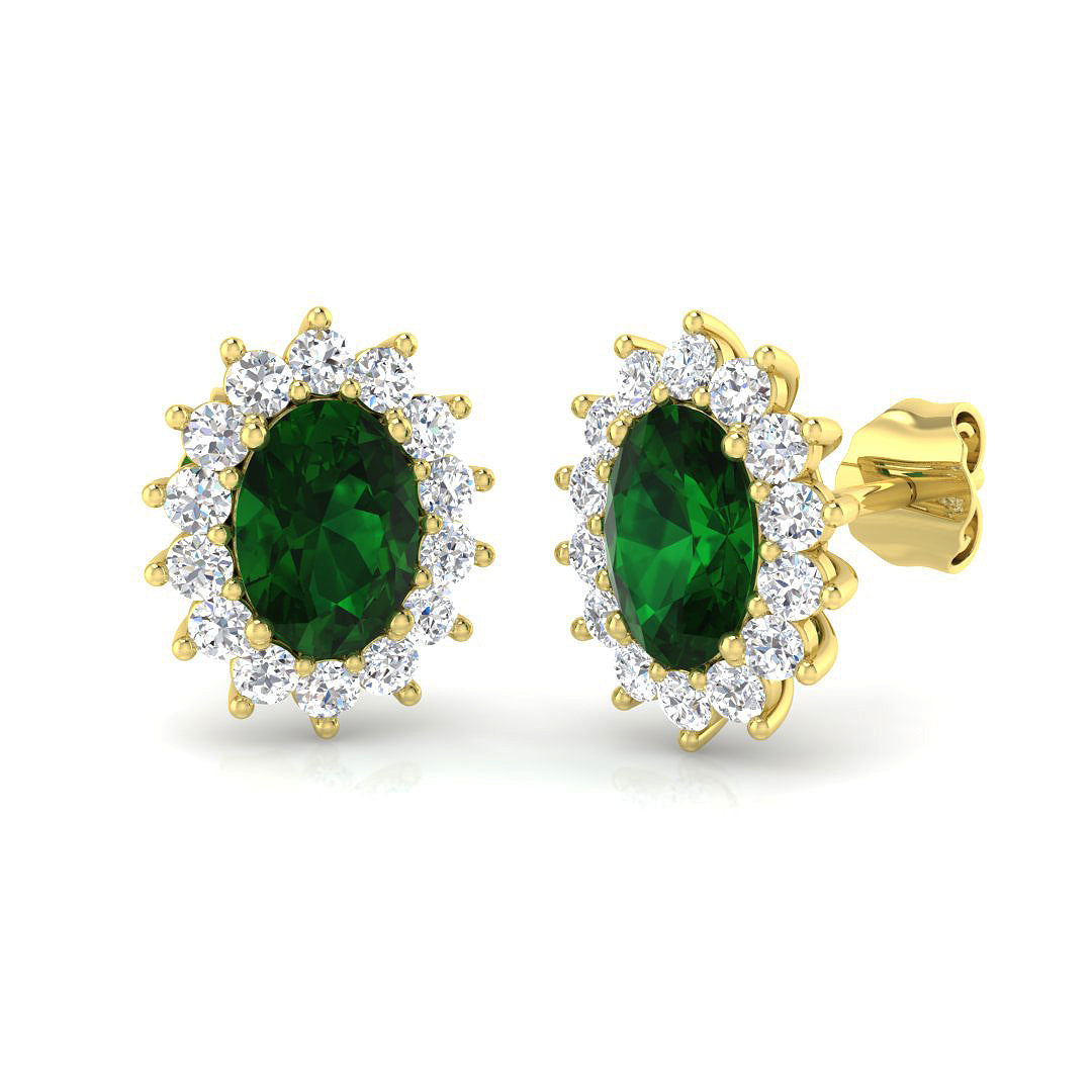 9ct Yellow Gold 2.17ct Emerald Earrings