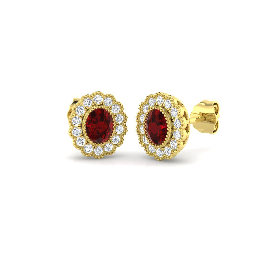 9ct Yellow Gold 1.25ct Ruby Earrings