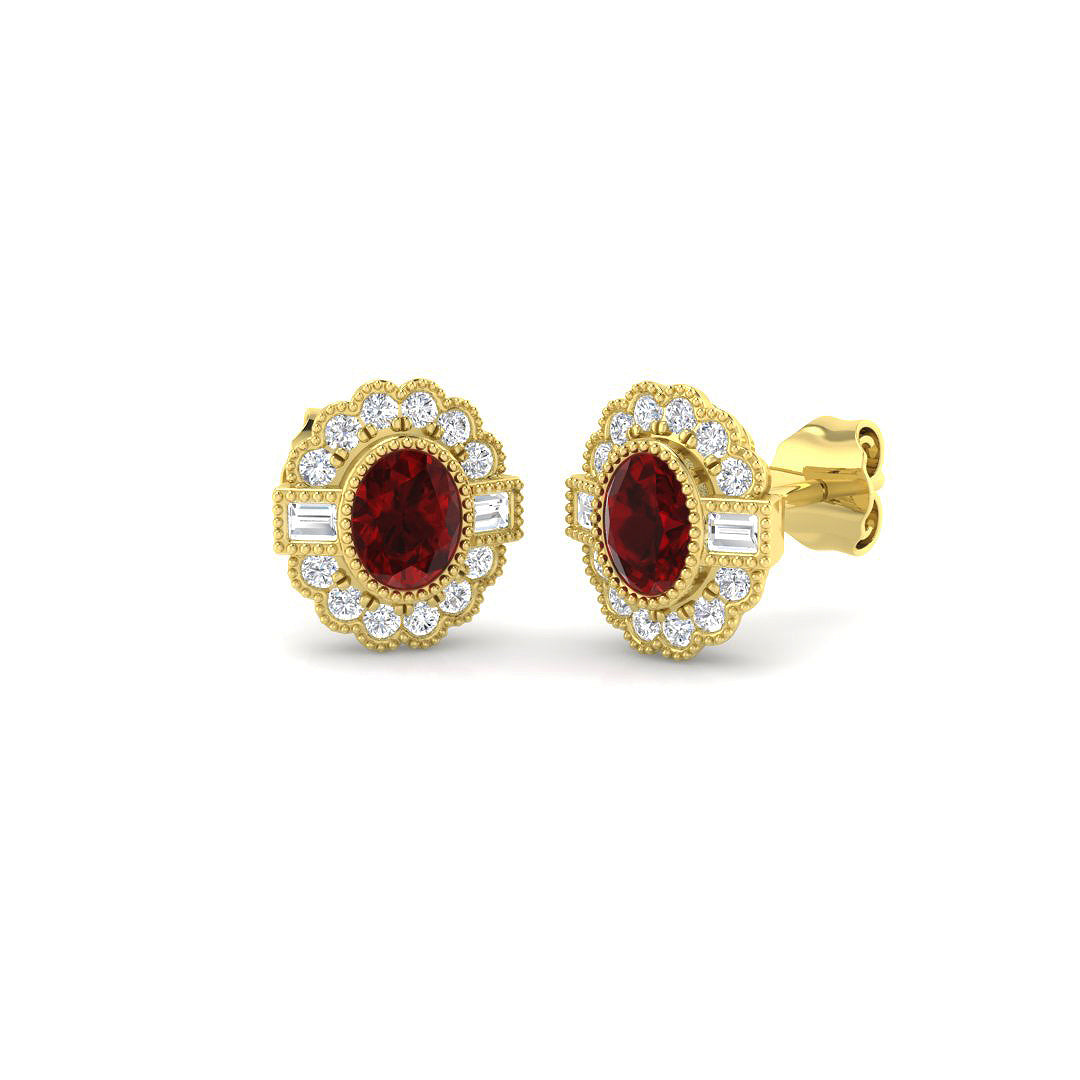 9ct Yellow Gold 1.24ct Ruby Earrings