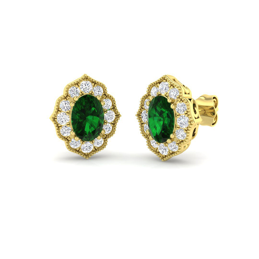 9ct Yellow Gold 2.26ct Emerald Earrings