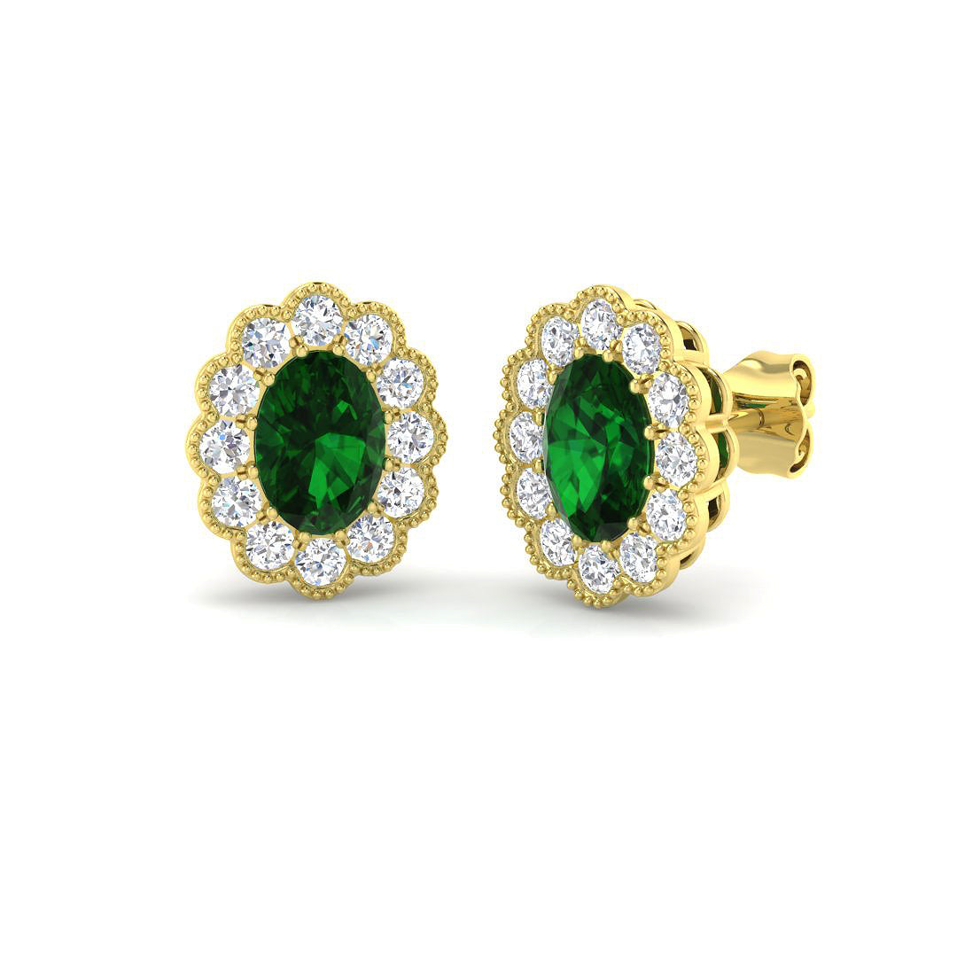 9ct Yellow Gold 2.01ct Emerald Earrings