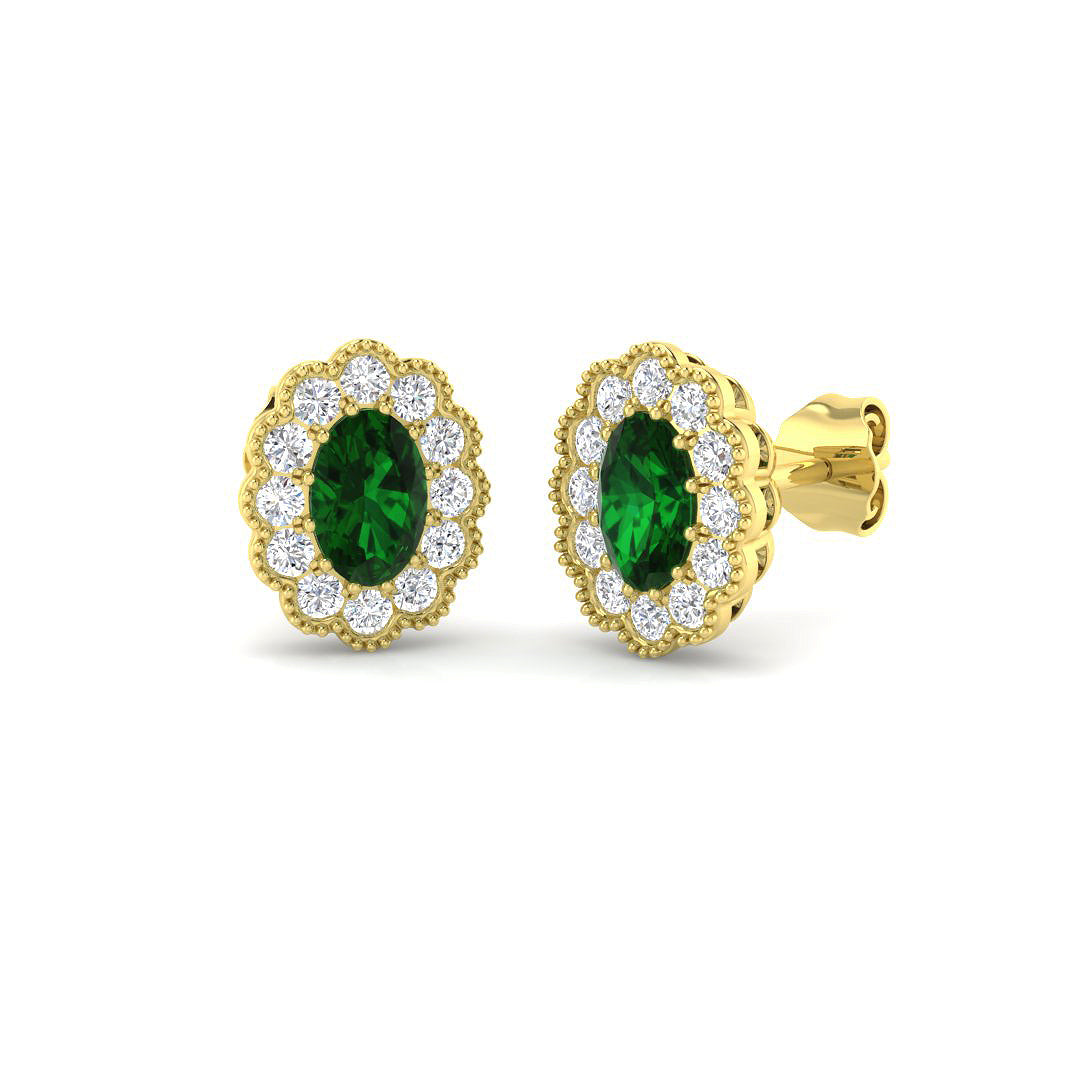 9ct Yellow Gold 1.22ct Emerald Earrings