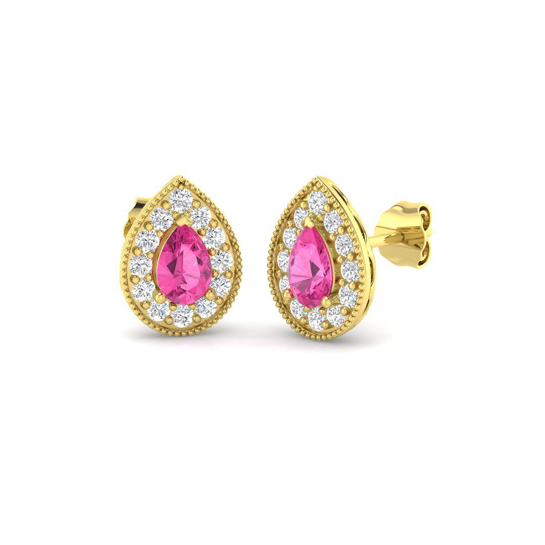 9ct Yellow Gold 1.39ct Pink Sapphire Earrings