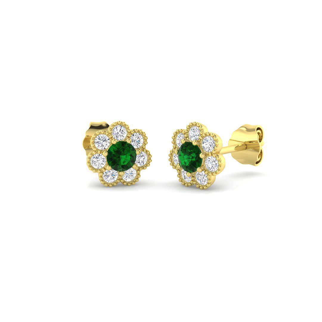 9ct Yellow Gold 0.80ct Emerald Earrings