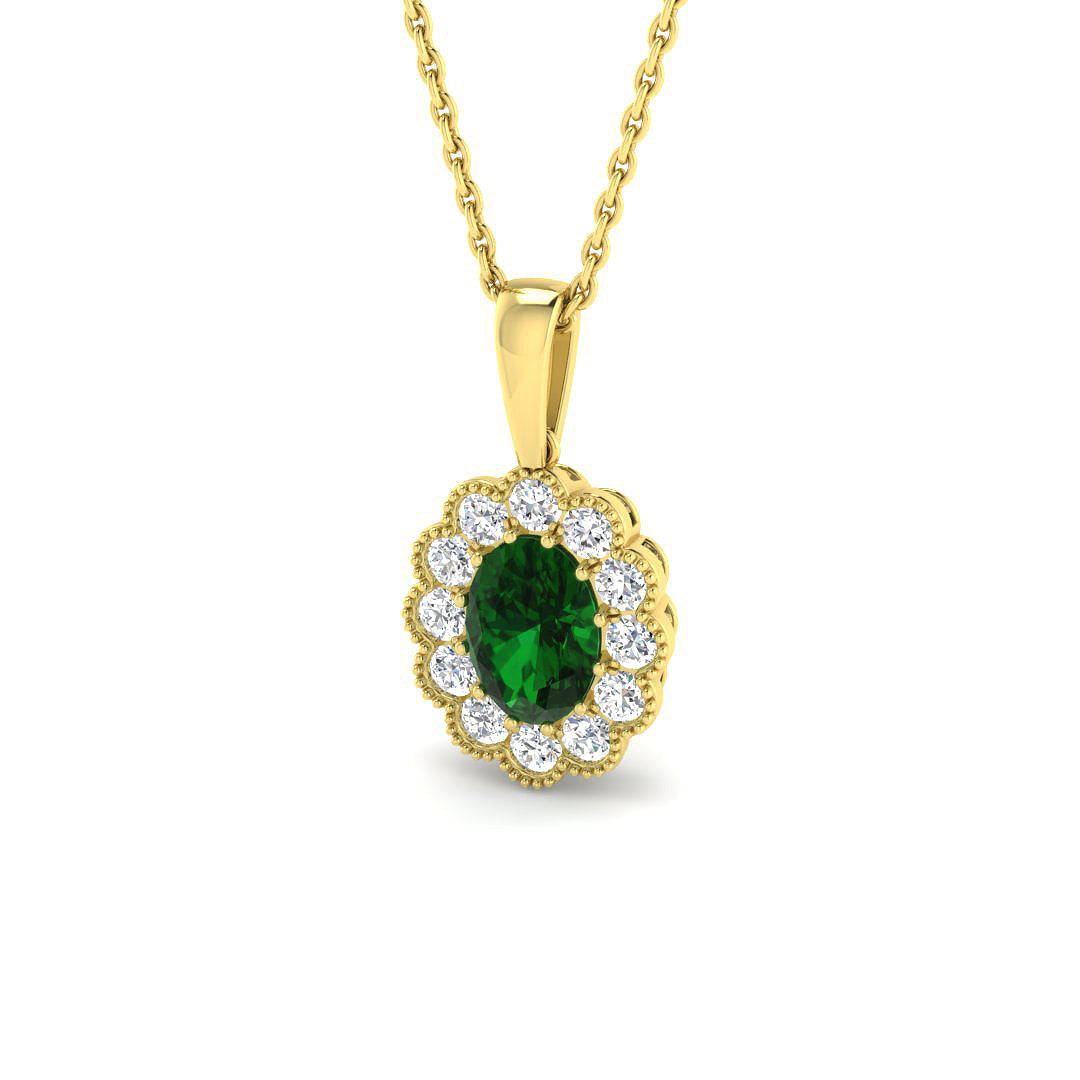 9ct Yellow Gold 0.96ct Emerald Pendant