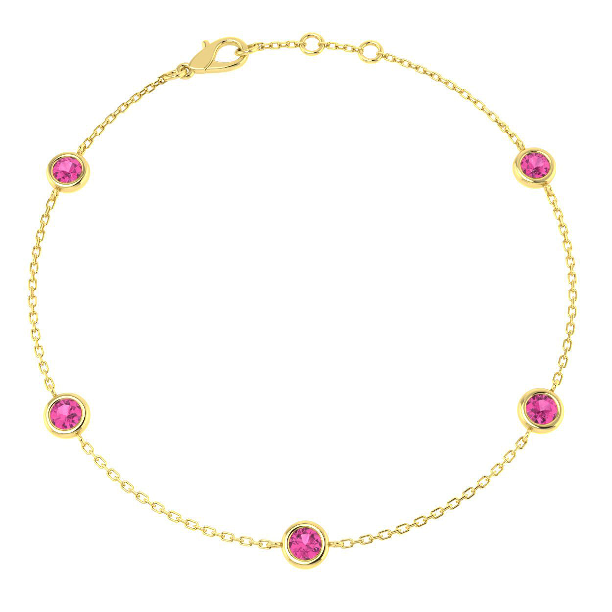 9ct Yellow Gold 0.80ct Pink Sapphire Bracelet