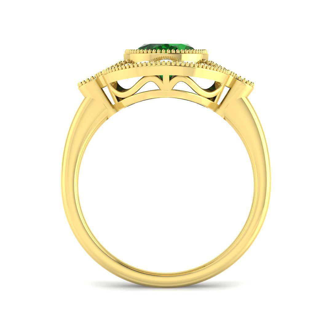 9ct Yellow Gold 2.40ct Laboratory Grown Lab Columbian Emerald Ring