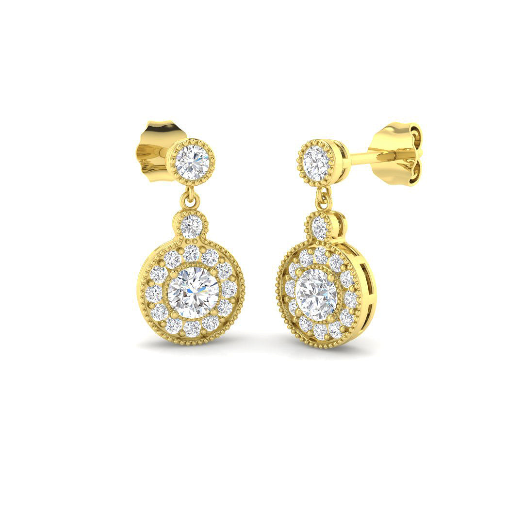 9ct Yellow Gold 1.00ct Laboratory Grown CVD Earrings