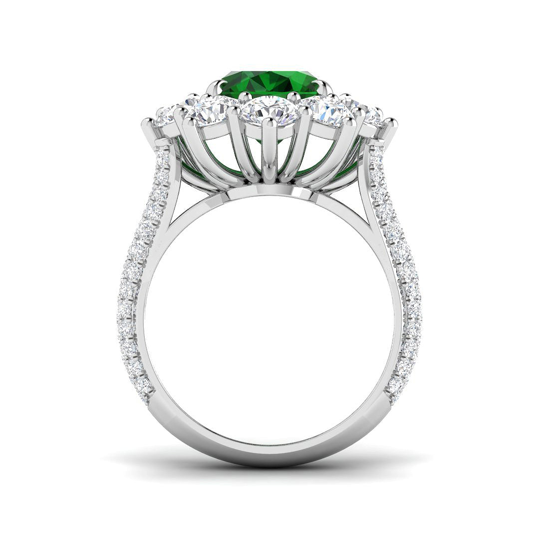 Platinum 7.43ct Laboratory Grown Lab Columbian Emerald Ring