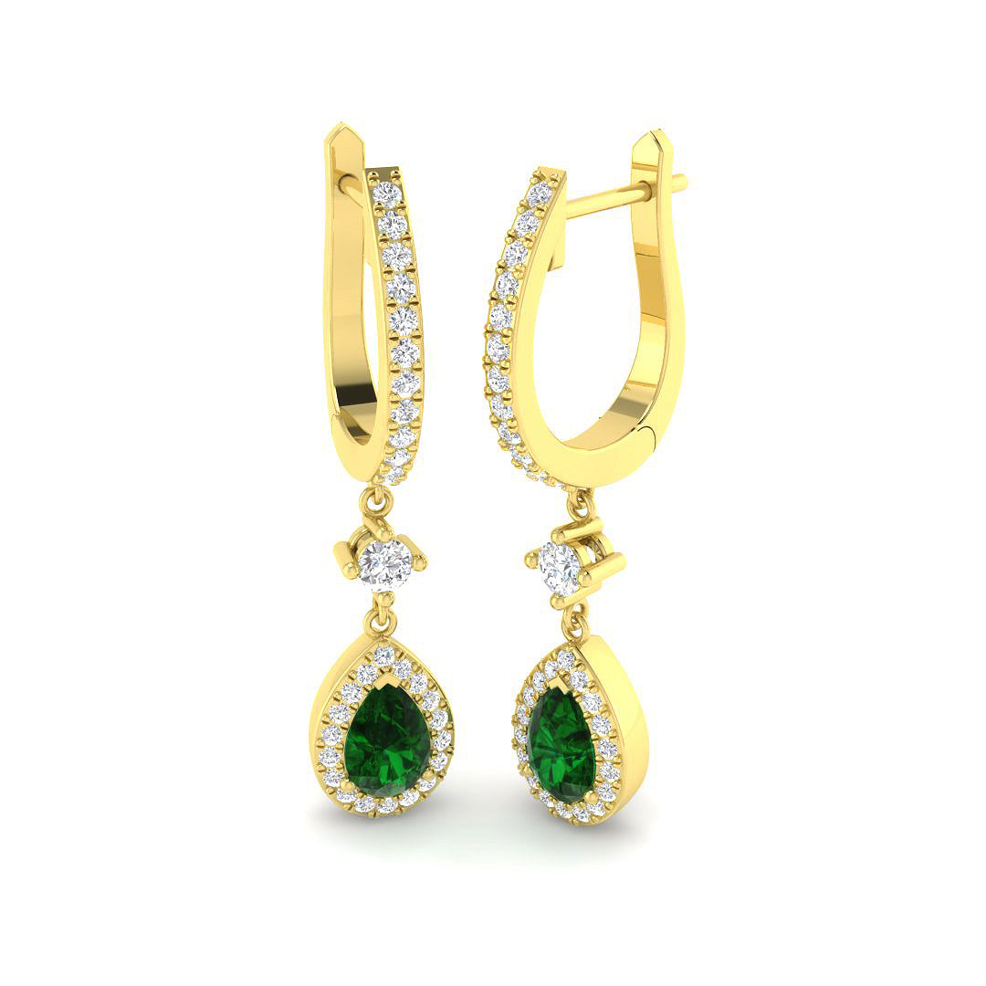 9ct Yellow Gold 1.16ct Emerald Earrings