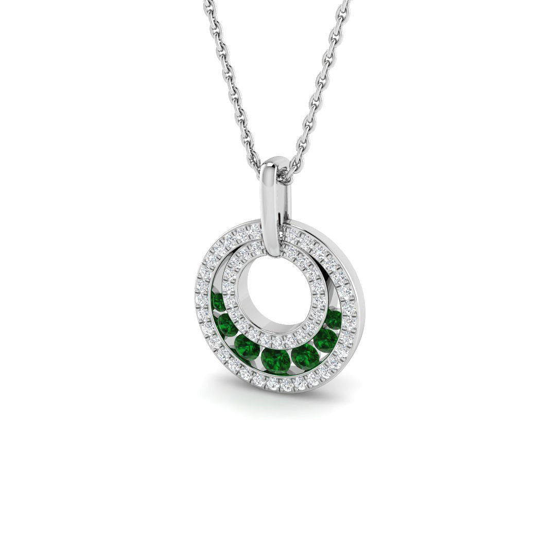 9ct White Gold 0.39ct Emerald Pendant