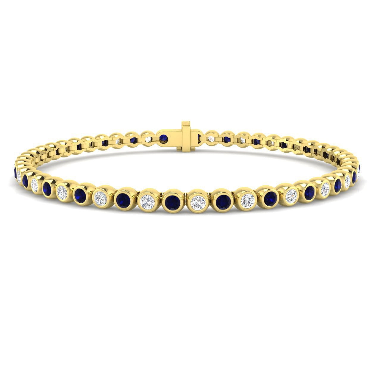 9ct Yellow Gold 3.06ct Blue Sapphire Bracelet