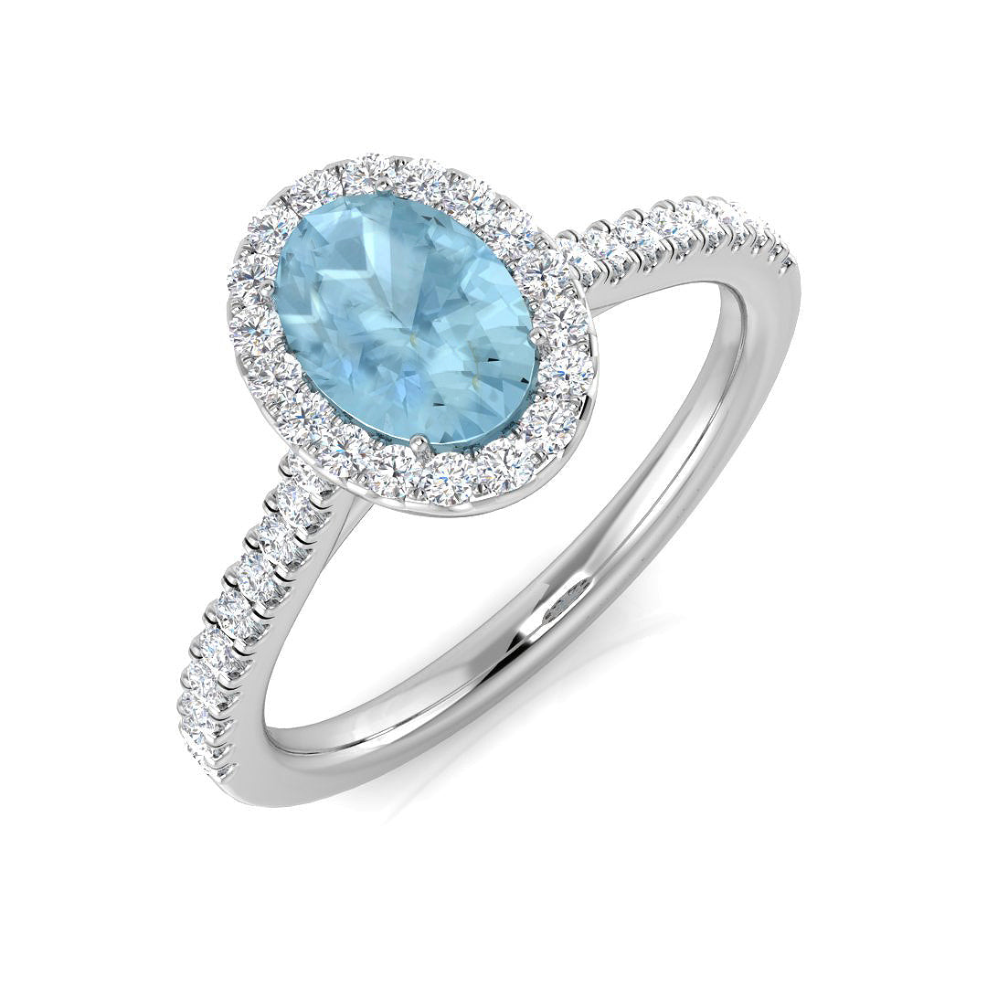 9ct White Gold 0.90ct Aquamarine Ring