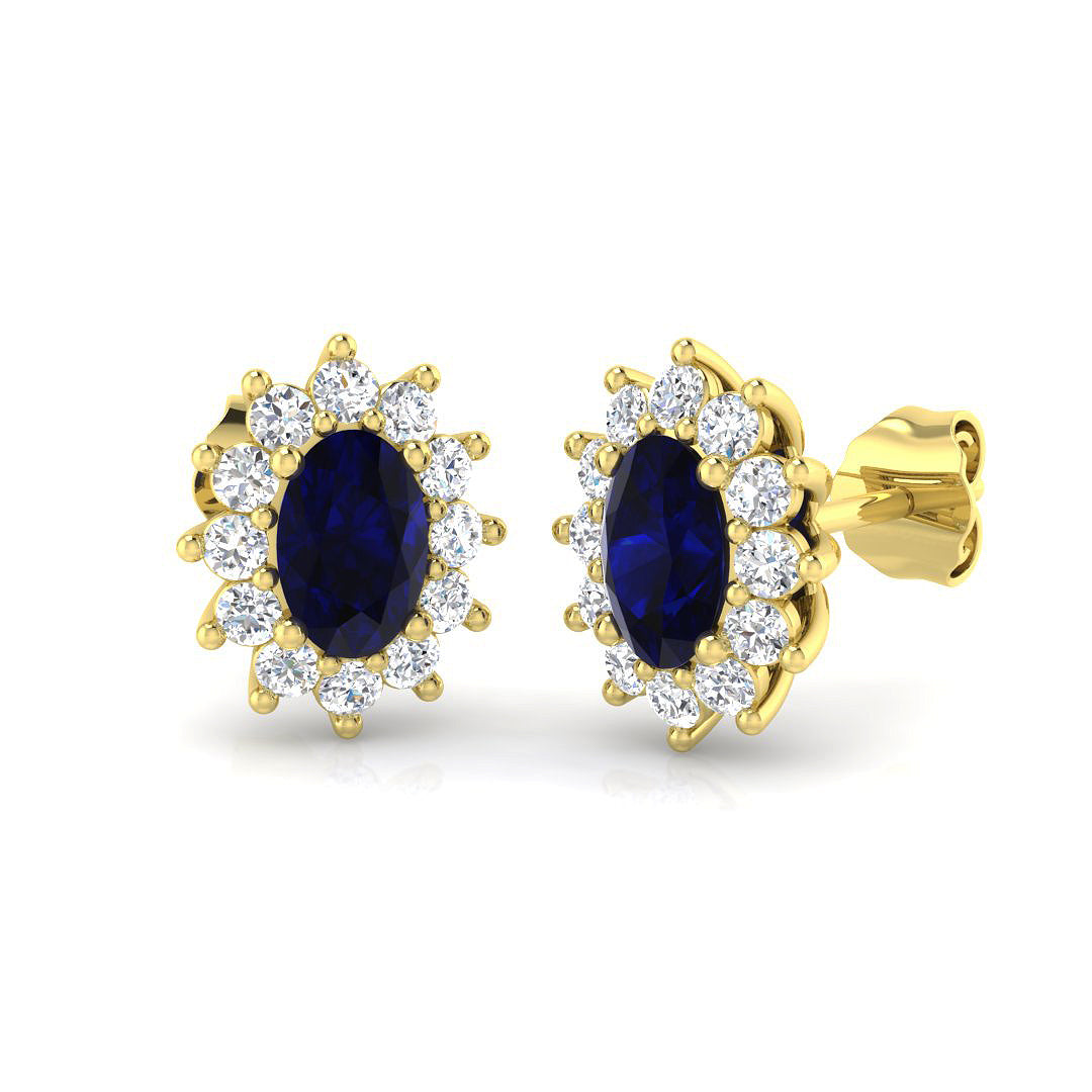 18ct Yellow Gold 1.72ct Blue Sapphire Earrings