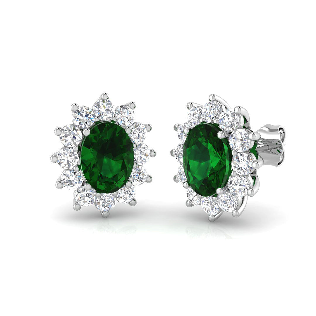 18ct White Gold 3.68ct Emerald Earrings